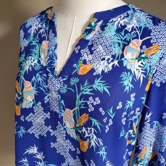 DR2 Tropical Long Sleeve Blouse Sm. Unique! - Picture 2 of 8